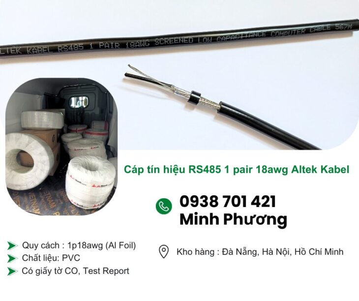Cáp tín hiệu RS485 1 pair 18awg Altek Kabel Khánh Hòa, Ninh Thuận, Bình Thuận