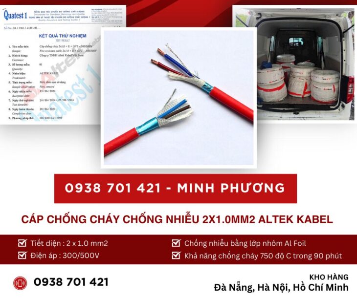 Cáp chống cháy chống nhiễu 2×1.0mm2 Altek Kabel hỗ trợ giao toàn quốc