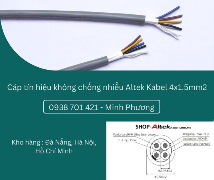 Cáp điều khiển không lưới chống nhiễu 4×1.5mm2 Altek Kabel Phú Yên, Khánh Hòa, Ninh Thuận
