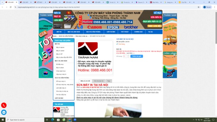 BÁN WEBSITE MÁY IN