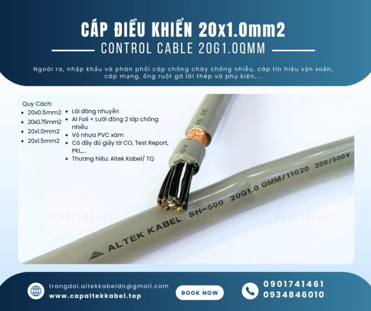 Cáp điều khiển chống nhiễu Altek Kabel 20×1.0 sẵn Đà Nẵng, Huế, Bình Định