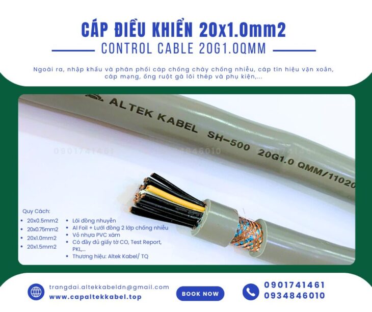 Cáp điều khiển chống nhiễu Altek Kabel 20×1.0 sẵn Đà Nẵng, Huế, Bình Định