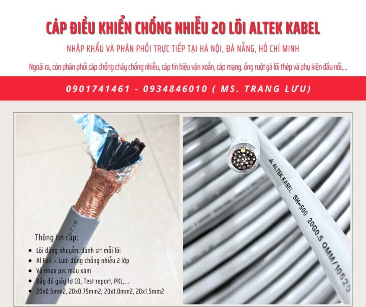Cáp điều khiển chống nhiễu 20×0.5/ 20×0.75/20×1/20×1.5 Đà Nẵng