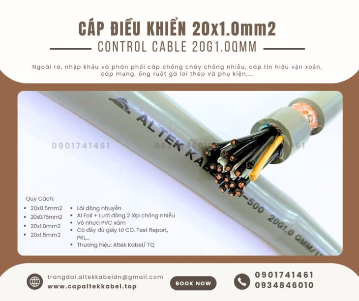Cáp điều khiển chống nhiễu Altek Kabel 20×1.0 sẵn Đà Nẵng, Huế, Bình Định