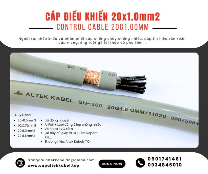 Cáp điều khiển chống nhiễu Altek Kabel 20×1.0 sẵn Đà Nẵng, Huế, Bình Định