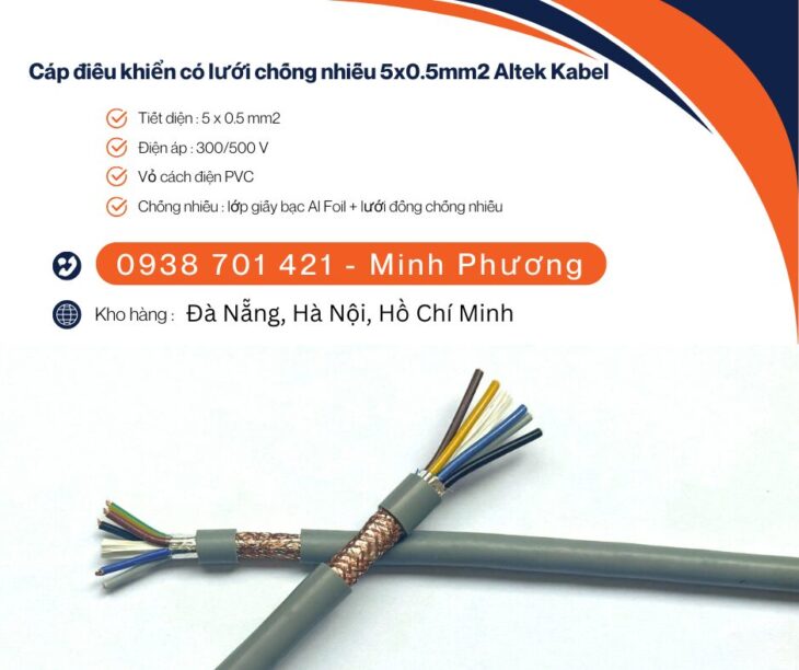Cáp điều khiển có lưới chống nhiễu 5×0.5mm2 Altek Kabel Hồ Chí Minh, Bình Dương, Bình Phước