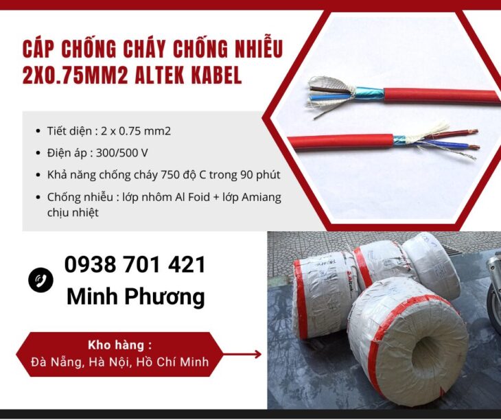 Cáp chống cháy chống nhiễu 2×0.75mm2 Altek Kabel Thanh Hóa, Nghệ An, Hà Tĩnh
