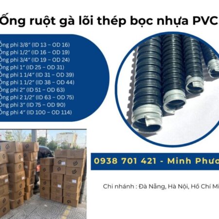 Ống ruột gà lõi thép bọc nhựa PVC giao ngay Đà Nẵng, Quãng Ngãi, Quảng Trị