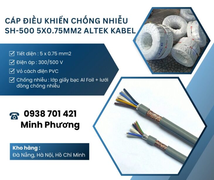 Cáp điều khiển chống nhiễu sh-500 5×0.75mm2 Tây Ninh, Đồng Nai, Bà Rịa – Vũng Tàu