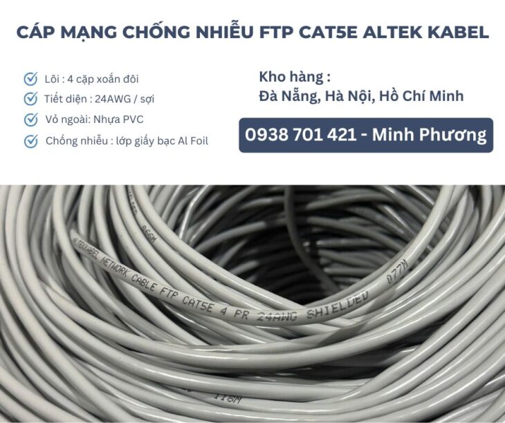 Cáp mạng chống nhiễu FTP cat5e chính hãng Đà Nẵng, Ninh Thuận, Đắk Lắk