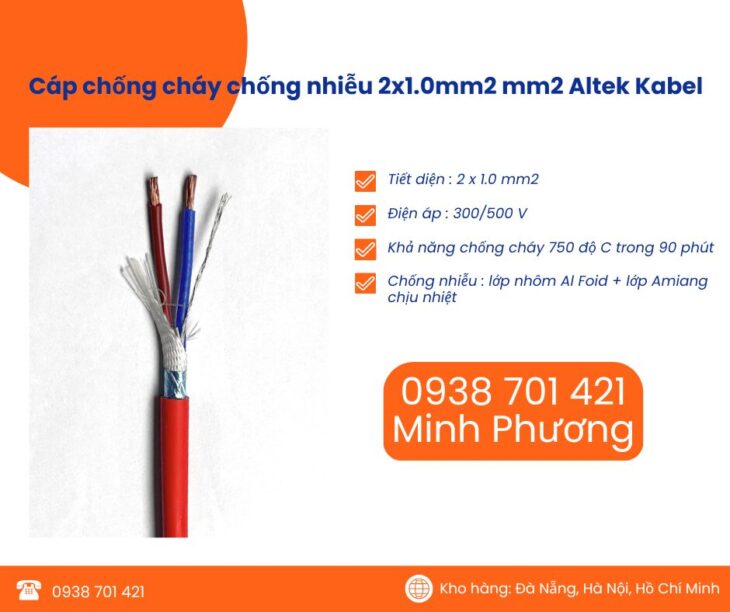 Cáp chống cháy chống nhiễu Altek Kabel 2×1.0 mm2 chính hãng Đà Nẵng, Huế, Bình Định