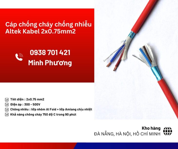 Cáp chống cháy chống nhiễu Altek Kabel 2×0.75mm2 phân phối Ninh Thuận, Vũng Tàu