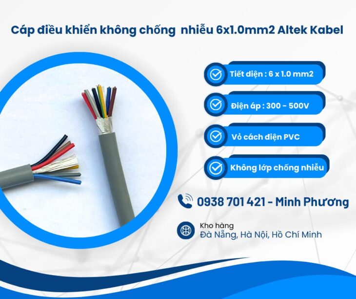 Cáp tín hiệu Altek Kabel không chống nhiễu 6×1.0mm2 Đà Nẵng, Bình Định, Gia Lai