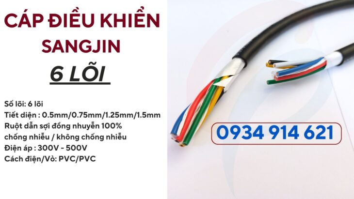 Cáp điều khiển RVV/RVVP 6×0.75 Sangjin – phân phối TPHCM