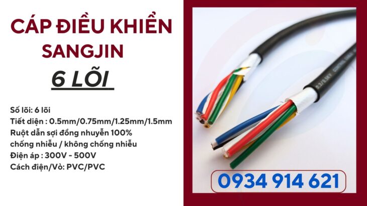 Cáp điều khiển RVV/RVVP 6×0.75 Sangjin – phân phối TPHCM