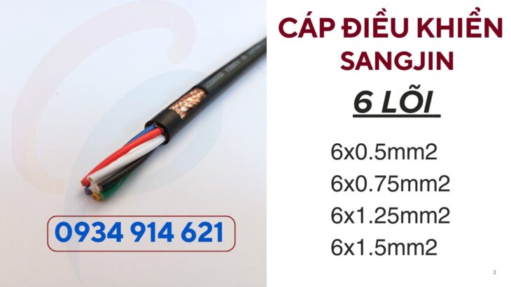 Cáp điều khiển RVV/RVVP 6×0.75 Sangjin – phân phối TPHCM