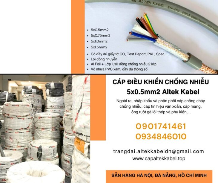 Cáp điều khiển RVVP/ CXV- SC 5×0.5 Altek Kabel sẵn Đà Nẵng, Hà Nội