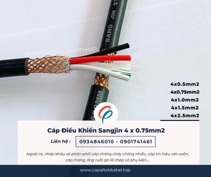 Cáp điều khiển Sangjin 4×0.75 chống nhiễu sẵn Hồ Chí Minh, Bình Dương, Đồng Nai