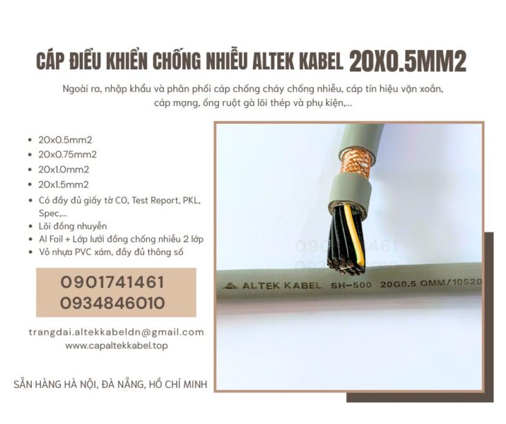 Cáp điện, cáp tín hiệu chống nhiễu 20×0.5 sẵn Hà Nội, Đà Nẵng