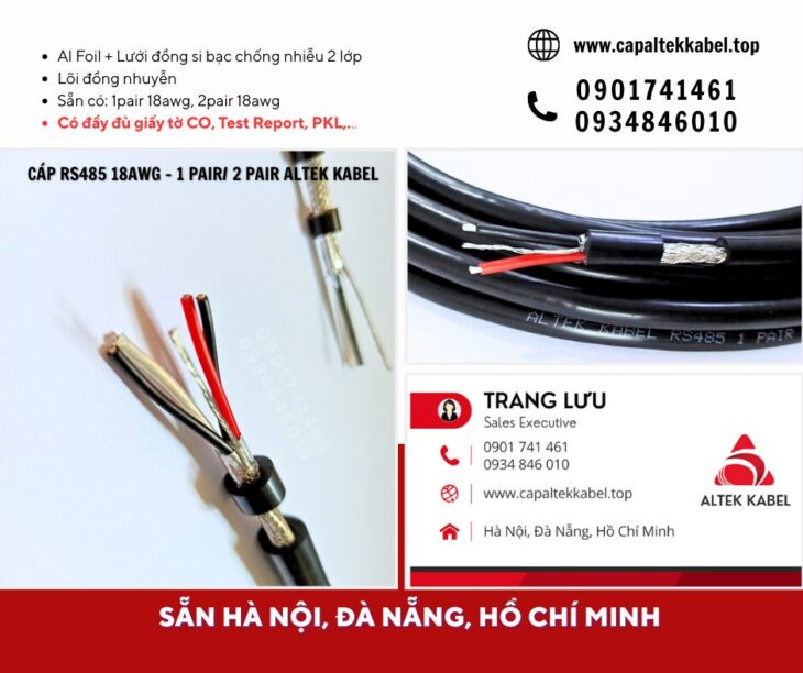 Cáp RS485 1 Pair 18 AWG/ 2 Pair 18 AWG Hà Nội, Đà Nẵng, HCM