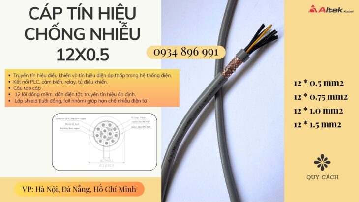 Cáp điều khiển 12 lõi Altek Kabel chống nhiễu – Cung cấp Hà Nội, Bắc Ninh, Hưng Yên, Hải Dương
