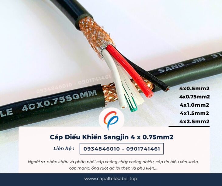 Cáp điều khiển Sangjin 4×0.75 chống nhiễu sẵn Hồ Chí Minh, Bình Dương, Đồng Nai