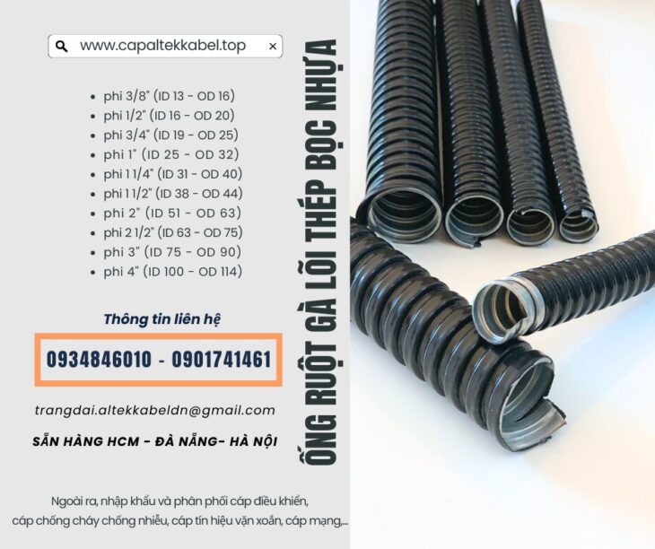 Ống ruột gà lõi thép D16,D20,D25,D32 Đà Nẵng, Hà Nội, Sài Gòn