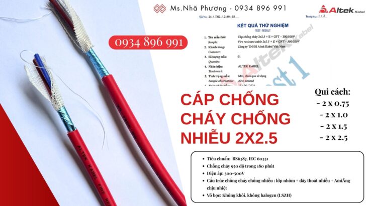 Dây chống cháy chống nhiễu 2×0.75mm² giao ngay Cần Thơ – Long An – Vũng Tàu | Hàng luôn sẵn