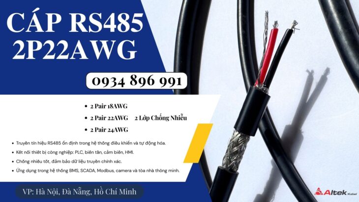 Cáp Tín Hiệu RS485 2 Pair 24AWG Phân Phối Bình Định – Phú Yên – Đắk Lắk | Giao Hàng Nhanh