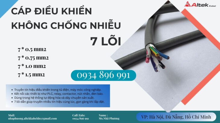 Cáp Điều Khiển 7×0.75mm² Không Chống Nhiễu Cho Tủ Điện – Có Hàng Nghệ An, Hà Tĩnh, Thanh Hóa