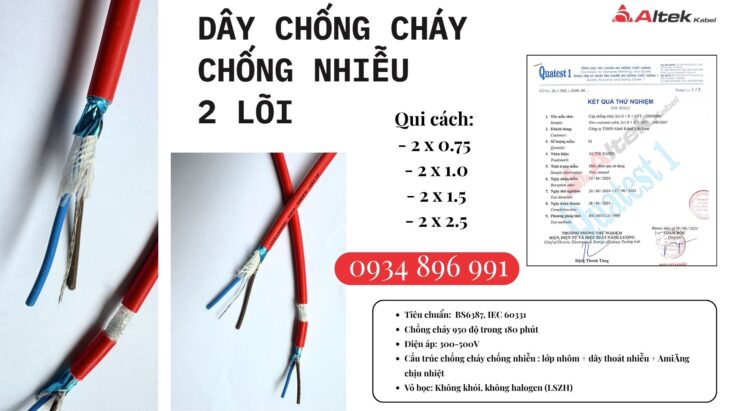 Cáp 2×1.0mm² Chống Nhiễu Altek Kabel – Phân Phối Bắc Ninh, Bắc Giang, Hưng Yên