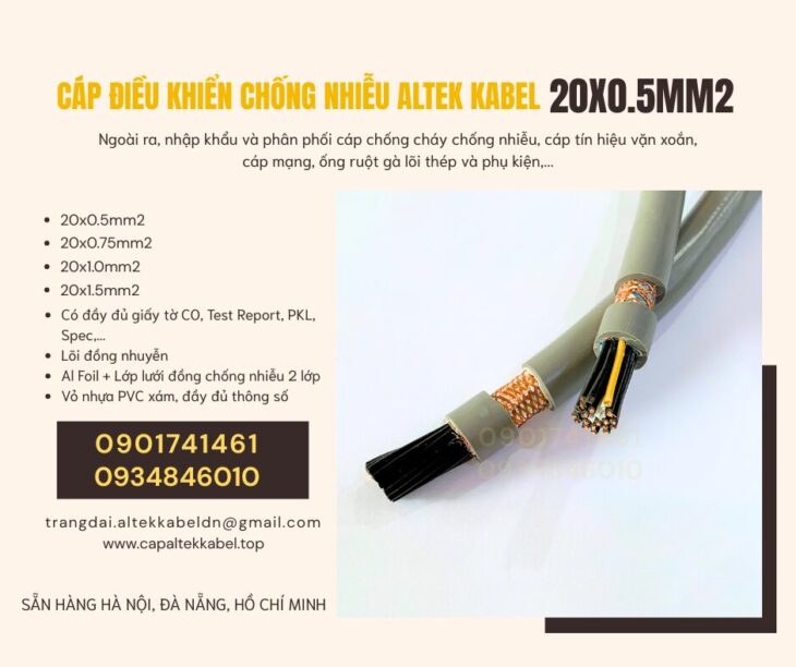 Cáp điện, cáp tín hiệu chống nhiễu 20×0.5 sẵn Hà Nội, Đà Nẵng