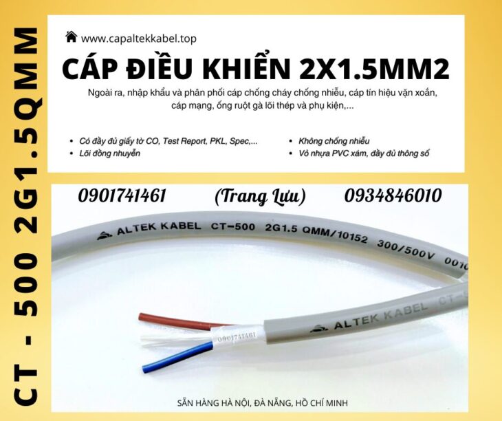 Cáp điều khiển 2×1.5 Altek Kabel Đà Nẵng, Bình Định, Phú Yên
