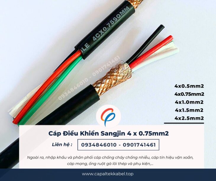 Cáp điều khiển Sangjin 4×0.75 chống nhiễu sẵn Hồ Chí Minh, Bình Dương, Đồng Nai