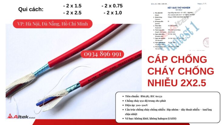 Dây chống cháy chống nhiễu 2×0.75mm² giao ngay Cần Thơ – Long An – Vũng Tàu | Hàng luôn sẵn