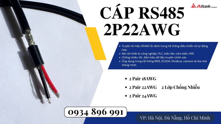 Cáp Tín Hiệu RS485 2 Pair 24AWG Phân Phối Bình Định – Phú Yên – Đắk Lắk | Giao Hàng Nhanh