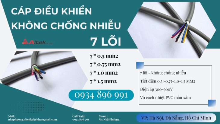 Cáp Điều Khiển 7×0.75mm² Không Chống Nhiễu Cho Tủ Điện – Có Hàng Nghệ An, Hà Tĩnh, Thanh Hóa