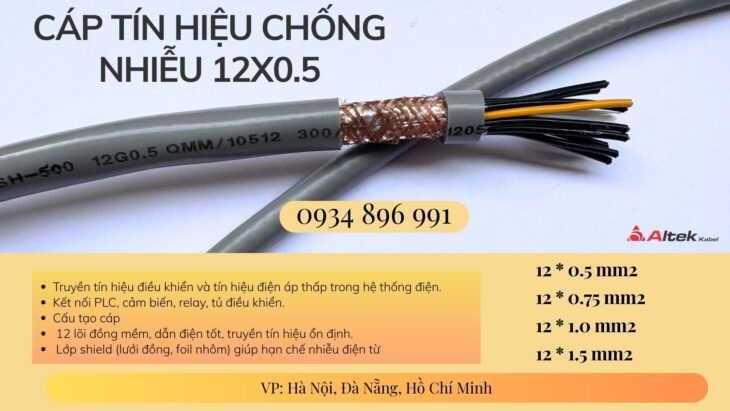 Cáp điều khiển 12 lõi Altek Kabel chống nhiễu – Cung cấp Hà Nội, Bắc Ninh, Hưng Yên, Hải Dương