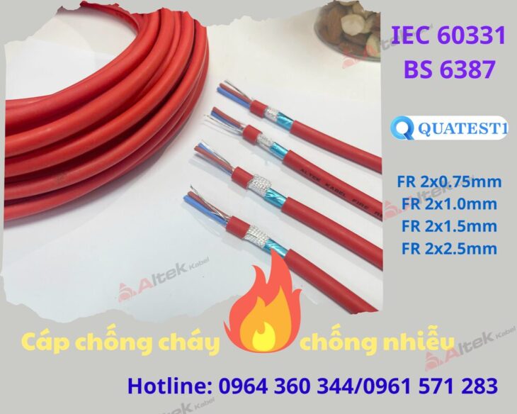 Cáp chống cháy chống nhiễu 2Cx1.5mm2 – Hàng sẵn Hà Nội