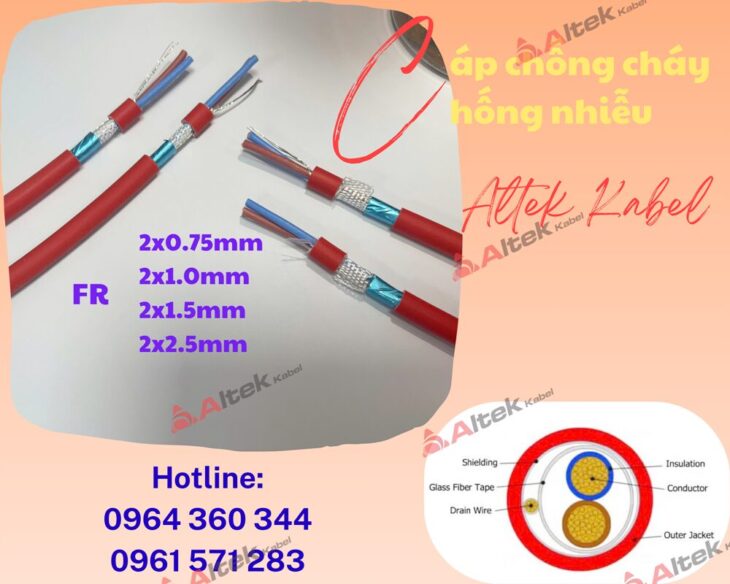 Cáp chống cháy chống nhiễu 2Cx1.5mm2 – Hàng sẵn Hà Nội