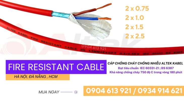 Cáp nguồn chống cháy chống nhiễu 2×0.75/2×1.0/2×1.5/2×2.5 Altek Kabel