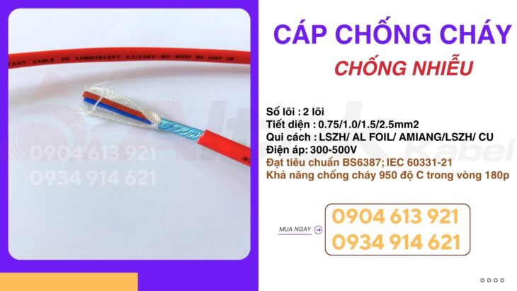 Cáp nguồn chống cháy chống nhiễu 2×0.75/2×1.0/2×1.5/2×2.5 Altek Kabel