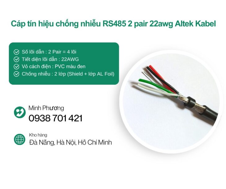 Cáp tín hiệu chống nhiễu RS485 2 pair 22awg Altek Kabel Thanh Hóa, Nghệ An, Hà Tĩnh