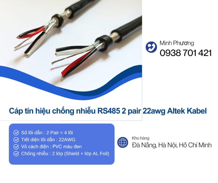 Cáp tín hiệu chống nhiễu RS485 2 pair 22awg Altek Kabel Thanh Hóa, Nghệ An, Hà Tĩnh