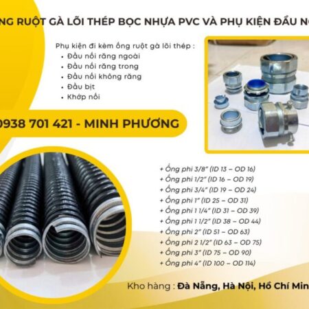 Ống ruột gà lõi thép bọc nhựa PVC và phụ kiện đầu nối Lâm Đồng, Đắk Lắk, Bình Định