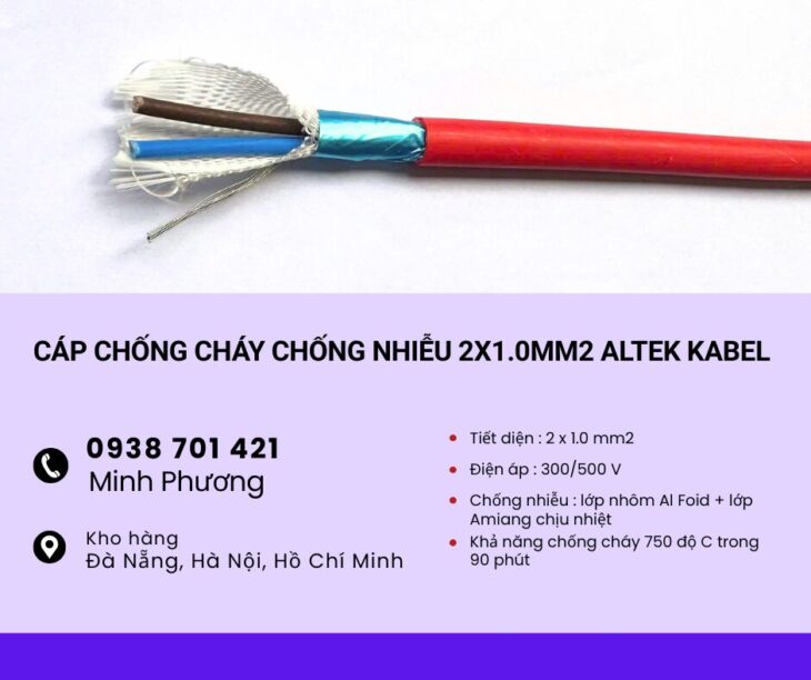 Cáp điện chống cháy chống nhiễu 2×1.0 Altek Kabel Hải Phòng, Lào Cai, Quảng Ninh