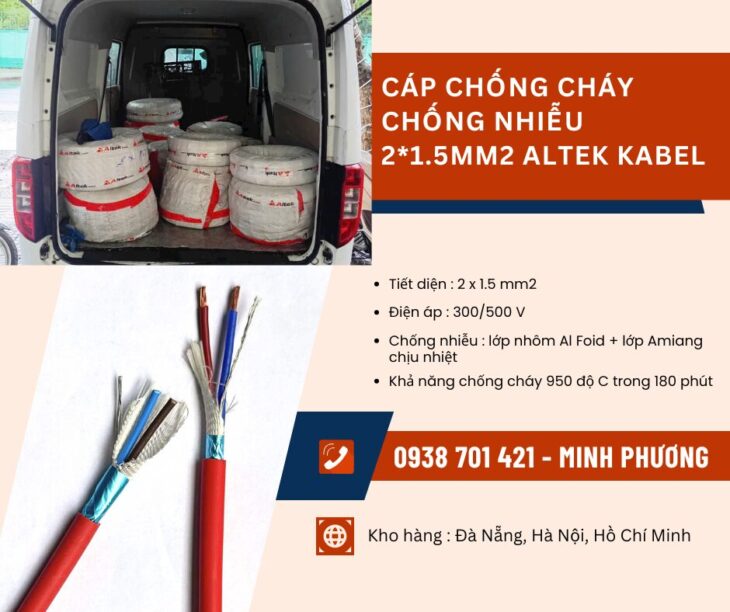 Cáp chống cháy chống nhiễu 2×1.5mm2 Altek Kabel giao ngay Hà Nội, Nam Định