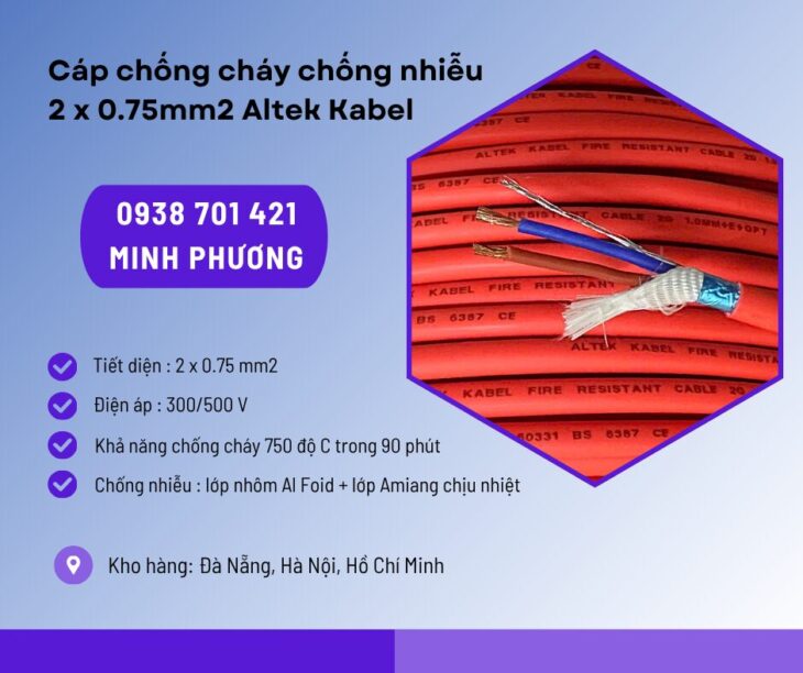Cáp chống cháy chống nhiễu 2×0.75mm² Altek Kabel – Giá tốt tại kho