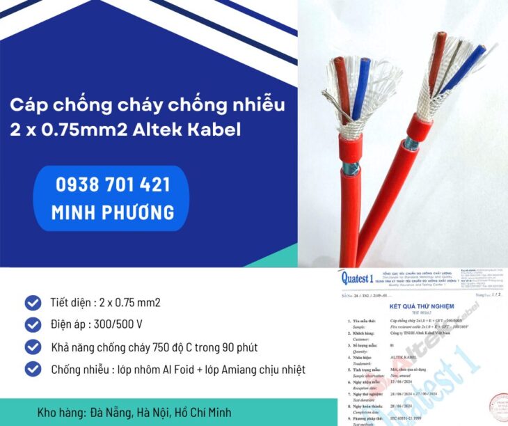 Cáp chống cháy chống nhiễu 2×0.75mm² Altek Kabel – Giá tốt tại kho