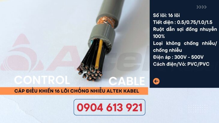Cáp điều khiển truyền tín hiệu 16×1.0 Altek Kabel CT -500/ SH – 500